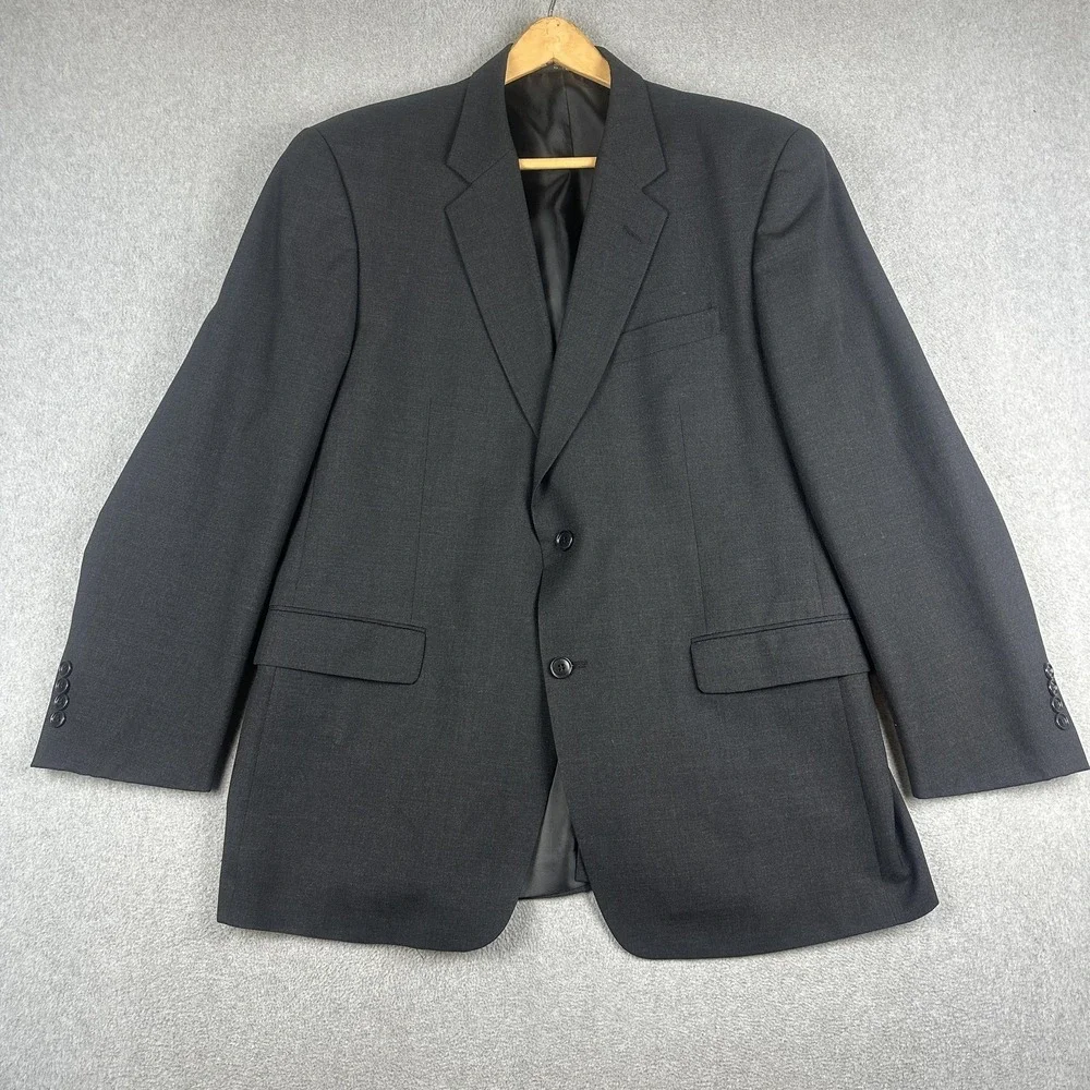 Tailors' Row Suit Mens 44R 36x31 Gray Wool 2 Piece Classic Fit Business Formal